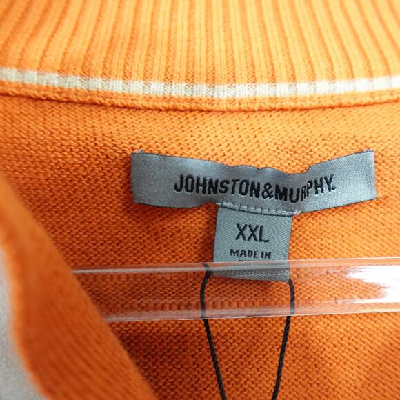 New Johnston & Murphy Orange Sweater Vest Quarter Zip Pima Cotton Men's XXL - Picture 7 of 7